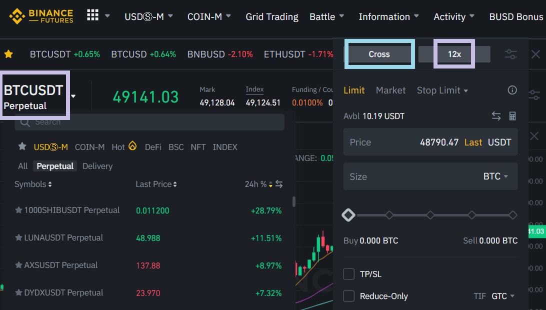 futures margin binance