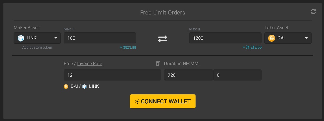 Limit order. Frontend код limits orders 1inch.