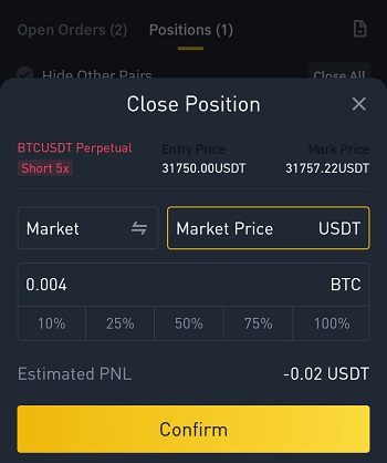 Short best sale long binance