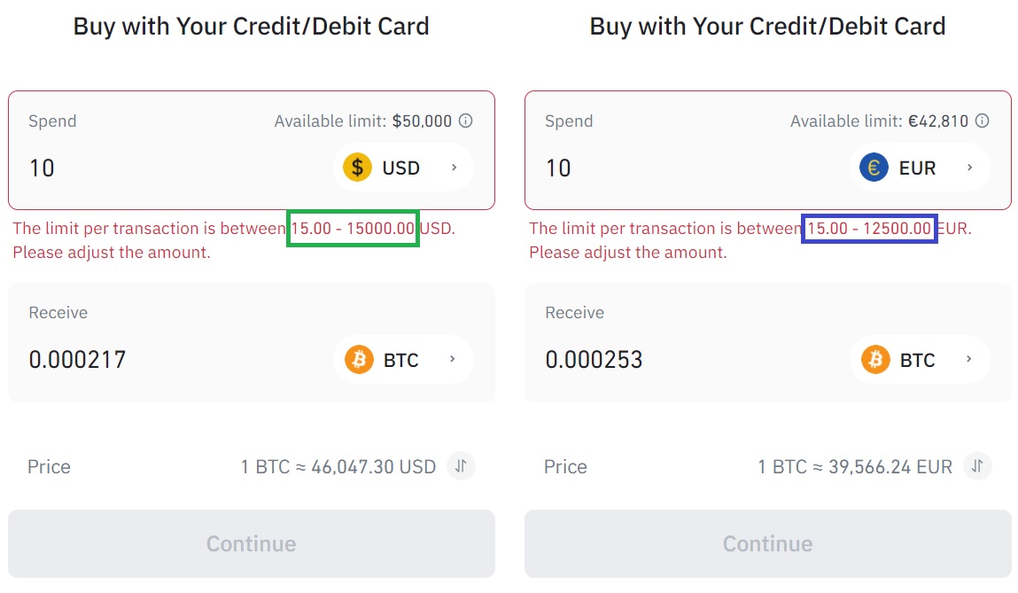 binance credit card deposit fee