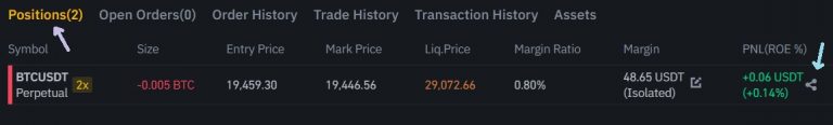 binance futures pnl share